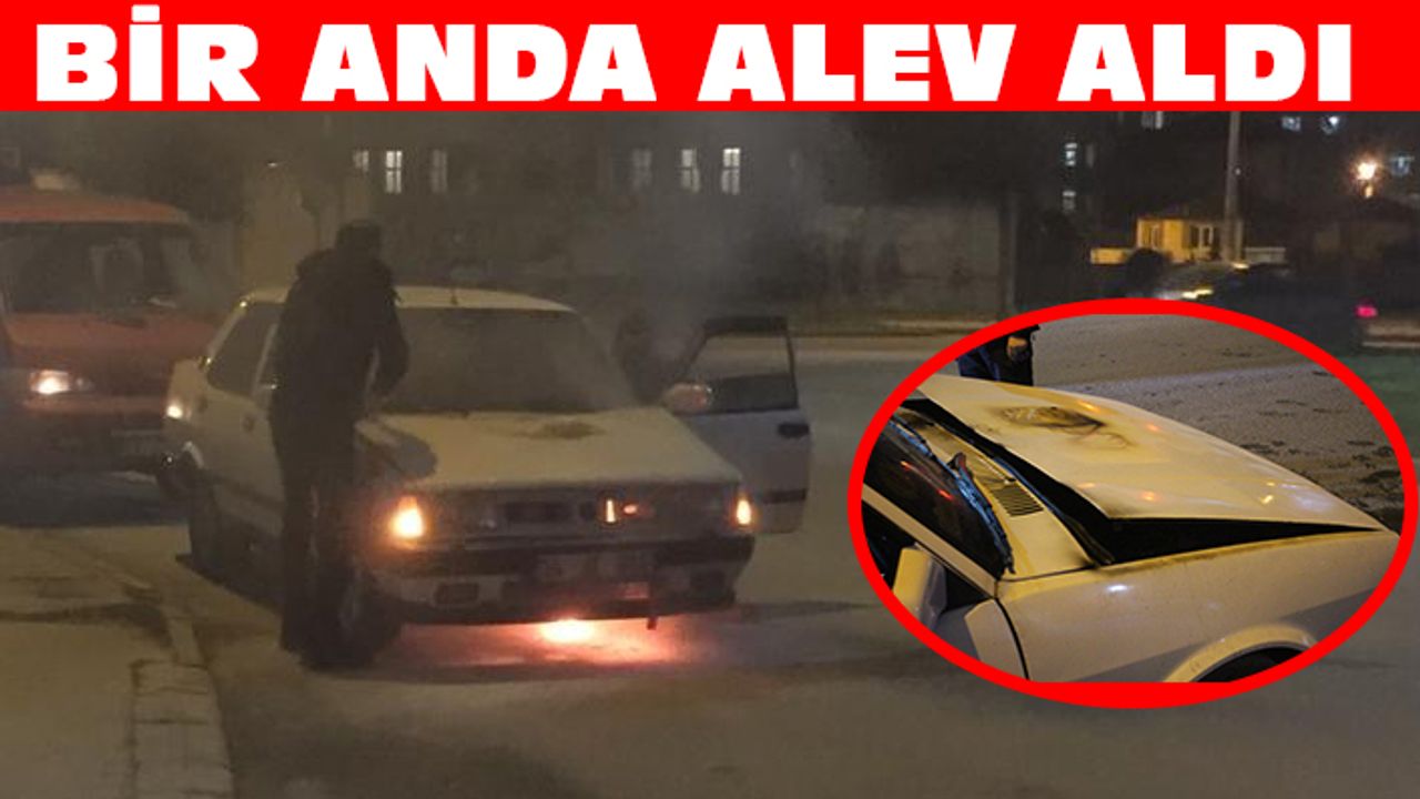 Seyir halindeki otomobil alev alev yandı
