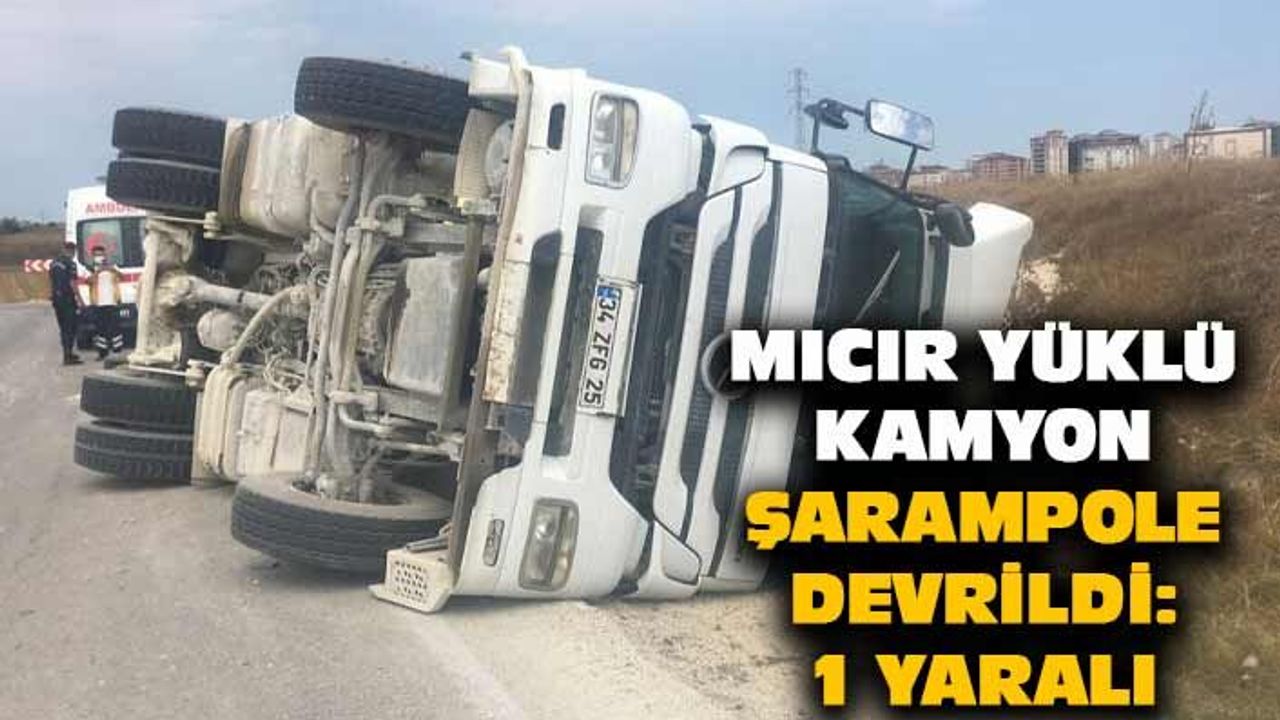 Mıcır yüklü kamyon şarampole devrildi: 1 yaralı