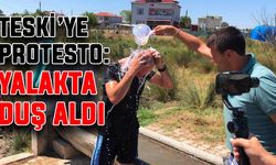TESKİ’ye protesto: Yalakta duş aldı