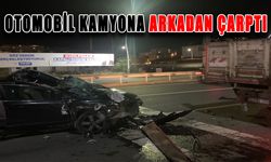Çerkezköy’de otomobil kamyona arkadan çarptı