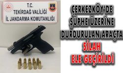 Çerkezköy’de şüphe üzerine durdurulan araçta silah ele geçirildi