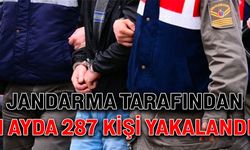Jandarma tarafından 1 ayda 287 kişi yakalandı