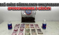 Bağ evine düzenlenen uyuşturucu operasyonunda 3 gözaltı