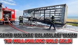 Seyir halinde balataları yanan tır kullanılmaz hale geldi