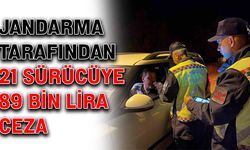 Jandarma tarafından 21 sürücüye 89 bin lira ceza