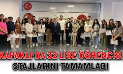 Kapaklı’da 32 lise öğrencisi stajlarını tamamladı