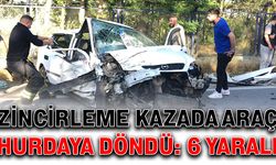 Zincirleme kazada araç hurdaya döndü: 6 yaralı