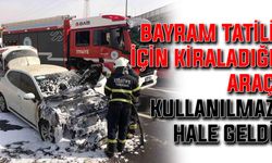 Bayram tatili için kiraladığı araç kullanılmaz hale geldi