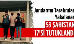 Jandarma tarafından yakalanan 53 şahıstan 17’si tutuklandı