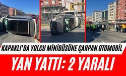 Kapaklı’da otomobil yolcu minibüsüne çarparak yan yattı: 2 yaralı