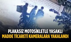 Plakasız motosikletle yasaklı madde ticareti kameralara yakalandı