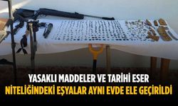 Yasaklı maddeler ve tarihi eser niteliğindeki eşyalar aynı evde ele geçirildi
