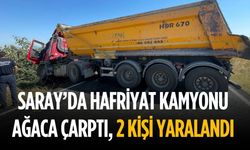 Saray’da hafriyat kamyonu yoldan çıktı: 2 yaralı