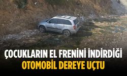 Çocukların el frenini indirdiği otomobil dereye uçtu