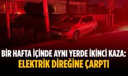 Bir hafta içinde aynı yerde ikinci kaza: Elektrik direğine çarptı