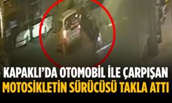 Kapaklı’da otomobil ile çarpışan motosikletin sürücüsü takla attı