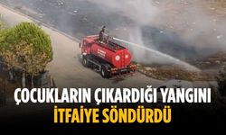 Çocukların çıkardığı yangını itfaiye söndürdü
