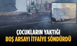 Çocukların yaktığı boş arsayı itfaiye söndürdü