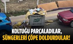 Koltuğu parçaladılar, süngerleri çöpe doldurdular!