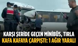 Karşı şeride geçen minibüs, tırla kafa kafaya çarpıştı: 1 ağır yaralı