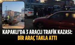 Kapaklı’da 3 araçlı trafik kazası: Bir araç takla attı