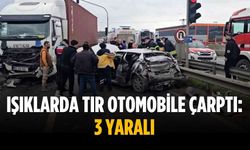 Işıklarda tır otomobile çarptı: 3 yaralı