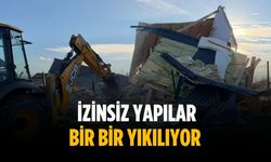 İzinsiz yapılar bir bir yıkılıyor