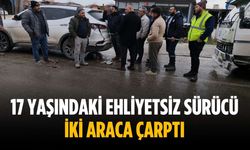 17 yaşındaki ehliyetsiz sürücü iki araca çarptı