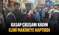 Kasap çalışanı kadın elini makineye kaptırdı
