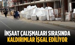 İnşaat çalışmaları sırasında kaldırımlar işgal ediliyor