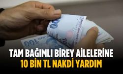 Tam bağımlı birey ailelerine 10 bin TL nakdi yardım