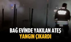 Bağ evinde yakılan ateş yangın çıkardı