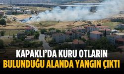 Kapaklı’da kuru otların bulunduğu alanda yangın çıktı