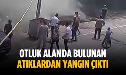 Otluk alanda bulunan atıklardan yangın çıktı