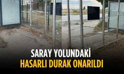 Saray yolundaki hasarlı durak onarıldı