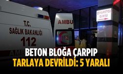 Beton bloğa çarpıp tarlaya devrildi: 5 yaralı