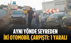 Aynı yönde seyreden iki otomobil çarpıştı: 1 yaralı