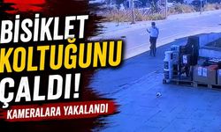 Bisiklet koltuğunu çaldı! Kameralara yakalandı