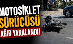 Otomobil ile çarpışan motosiklet sürücüsü ağır yaralandı