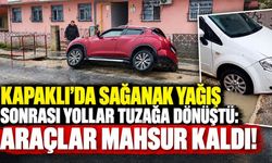 Kapaklı’da sağanak yağış sonrası yollar tuzağa dönüştü: Araçlar mahsur kaldı!