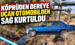 Köprüden dereye uçan otomobilden sağ kurtuldu