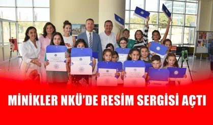 Tekirdağ NKÜ’de minikler resim sergisi açtı 