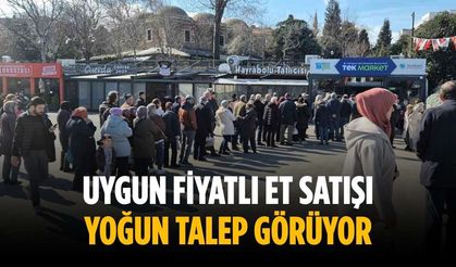 Uygun fiyatlı et satışı yoğun talep görüyor