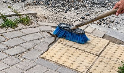 Kaldırımda görülen yılana süpürgeli müdahale