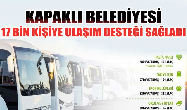 Kapaklı Belediyesi 17 bin kişiye ulaşım desteği sağladı