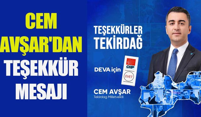 Cem Avşar'dan teşekkür mesajı