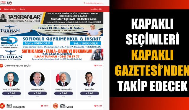 2023 Seçim sonuçları anbean Kapaklı Gazetesi'nde olacak