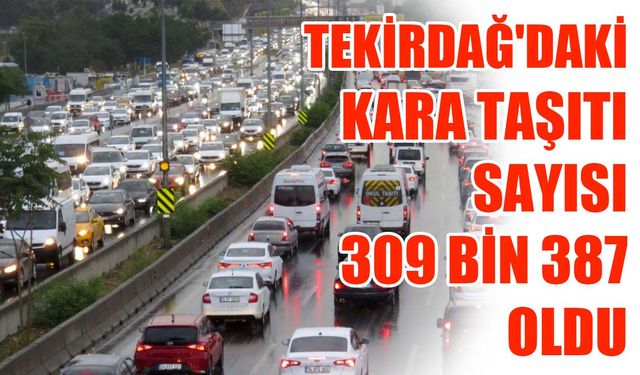 Tekirdağ'daki kara taşıtı sayısı 309 bin 387 oldu