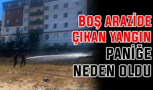 Boş arazide çıkan yangın paniğe neden oldu