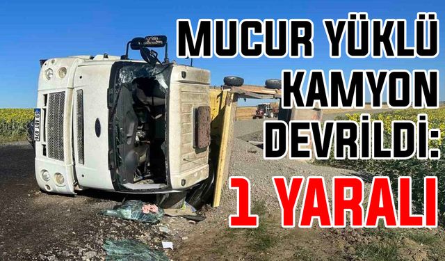 Mucur yüklü kamyon devrildi: 1 Yaralı